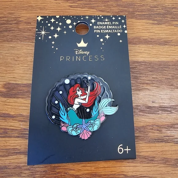 Loungefly Ariel Enamel Pin Little Mermakd Stainglass Shell Disney Princess NEW - Picture 2 of 7